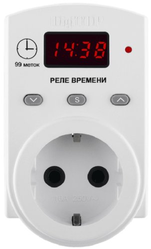 Розетка-таймер электронная DigiTOP РВ-1С суточный режим 16А 230В картинка
